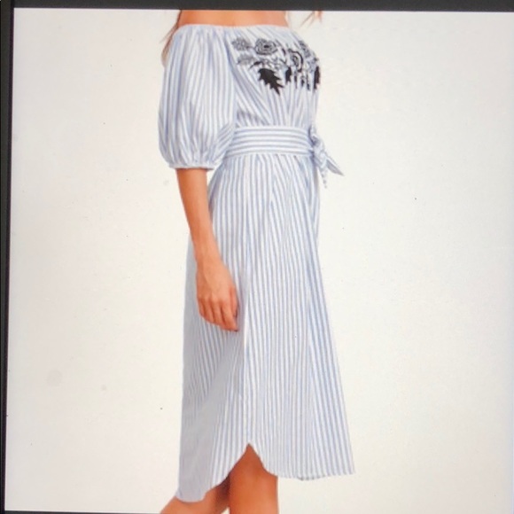 Dresses & Skirts - Blue and white striped off shoulder Dress